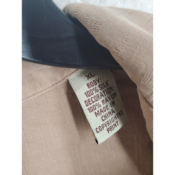 Tommy Bahama Pure Silk Shirt Hawaiian Men XL Brown Embroidered Ride 'Em Cowboys - Picture 3 of 11